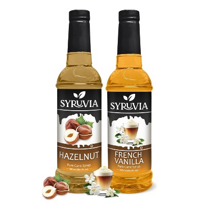 Syruvia Coffee Flavors Variety Pack: Hazelnut & French Vanilla 25.4 fl oz Syrup