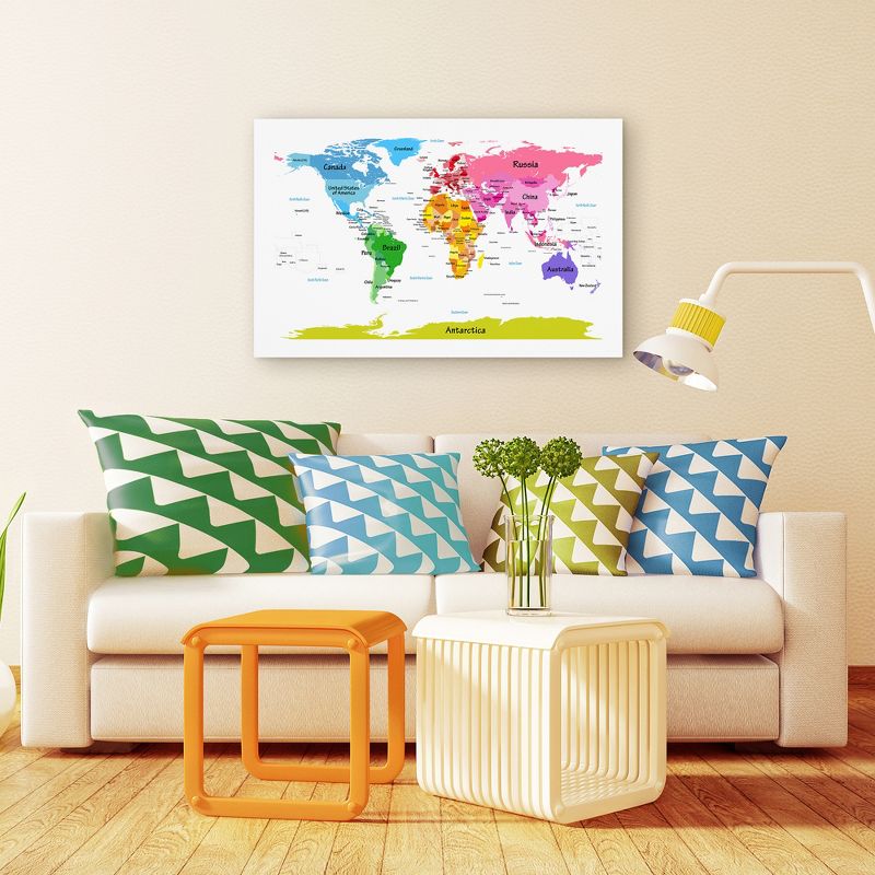 Trademark Fine Art -Michael Tompsett 'World Map for Kids II' Canvas Art, 4 of 5