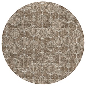 Chocolate And Beige Geometric Washable Indoor Outdoor Area Rug - 1 of 4