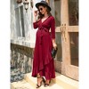 WhizMax Women's Maternity Dress V neck 3/4 Sleeve Ruffle Long Dress High Waist A Line Maxi Dress with Belt - 3 of 4