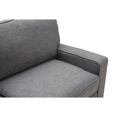 Gray Linen Reclining Sofa with Removable Cushions and Wood Frame