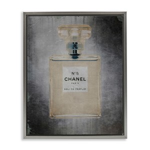 Stupell Industries Dark Fashion Brand Perfume Bottle Black Floater Framed Canvas Wall Art - 1 of 4
