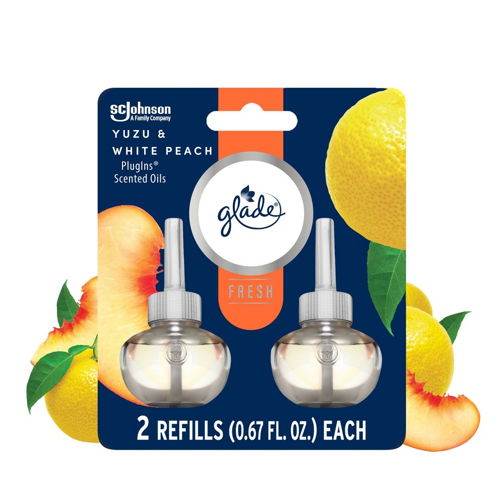 glade plugins scented oil refills  air freshener  yuzu peach  infused with essential oils  0.67 oz  2 count