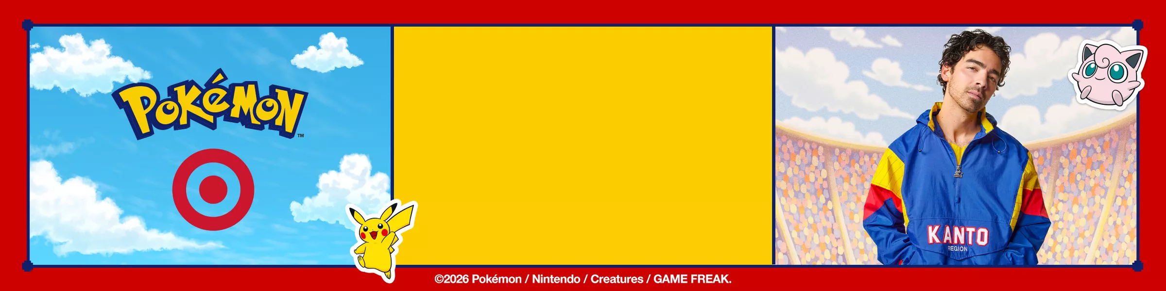Featuring product from the collection including blue Kanto Starter Jacket, Black Gotta Catch 'Em hoodie, Pokémon Trapper Keeper and various gaming items and cup from the collection.