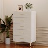 Modern White Dresser for Bedroom, Slim 3 Drawer Dresser, Wooden Chest of Drawer with Metal Legs, TV Stand Storage Organizer Cabinet for Apartments - 2 of 4