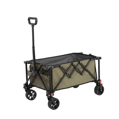 SKRAN Folding Wagon Cart Outdoor,All Terrain Wheels Heavy Duty Garden Carts with Adjustable Handle,Utility Wagon for Camping Sports Fishing