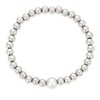 ELYA Women's Gray Crystal Pearl and Steel Bead Stretch Bracelet (6mm Wide) - 3 of 4