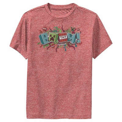 Boy's Minecraft Boom Performance Tee - Red Heather - Medium : Target