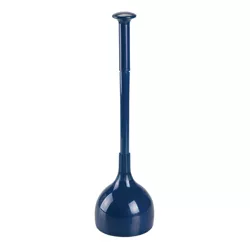 mDesign Plastic Freestand Hideaway Toilet Plunger Holder, Drip Tray, Navy Blue