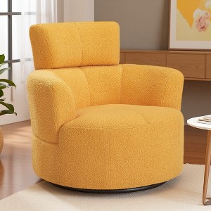 360-degree Swivel Barrel Chair with Adjustable Headrest and Berber Fleece Upholstery - 1 of 4