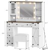 Dressing Table Set with Large LED Lighted Mirror with 3 Modes, Wooden Dresser for Bedroom with Power Socket, Drawers, Storage Stool, Pink - 3 of 4