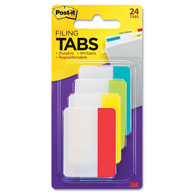 Post-it File Tabs 2 x 1 1/2 Aqua/Lime/Red/Yellow 24/Pack 686ALYR, 2 of 8