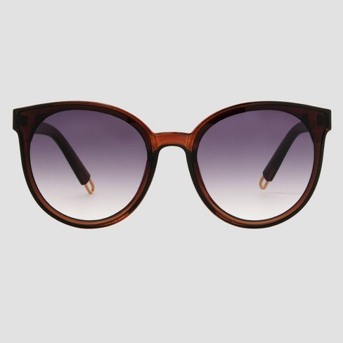 Women's Plastic Round Sunglasses with Gradient Lenses - Universal Thread™ Brown - image 1 of 2