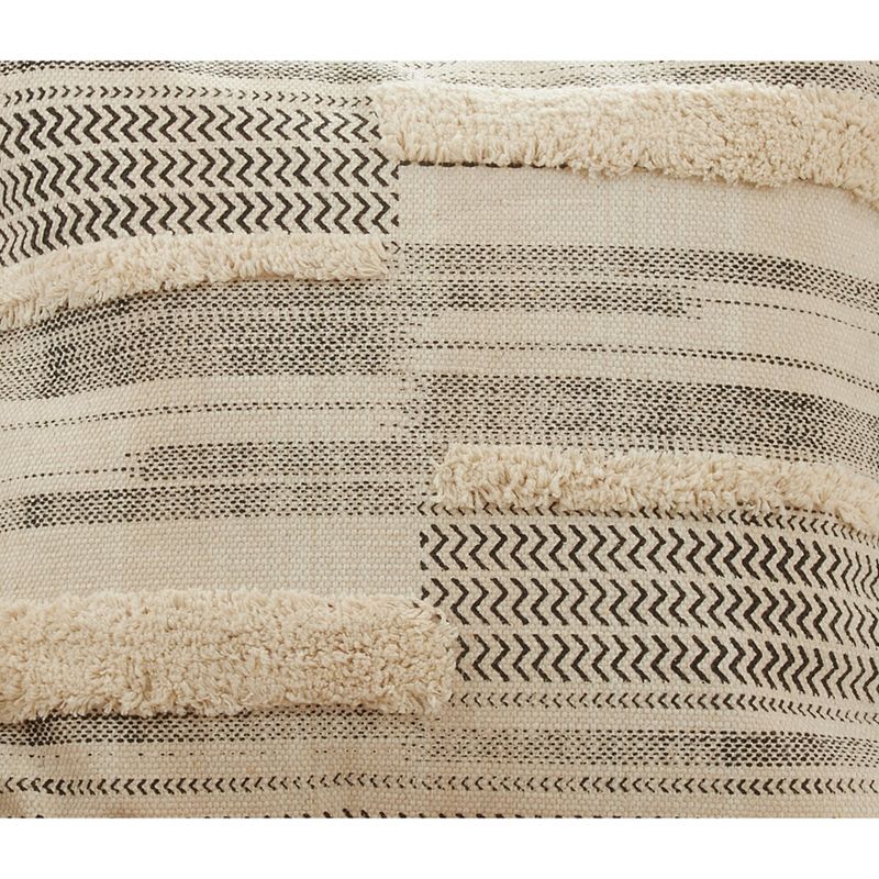 Saro Lifestyle Tufted Block Print Pillow - Poly Filled, 20" Square, Natural, 3 of 4
