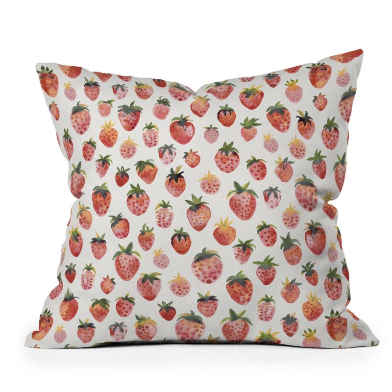 Ninola Design Strawberries Countryside Summer Outdoor Throw Pillow Red - Deny Designs, 1 of 5