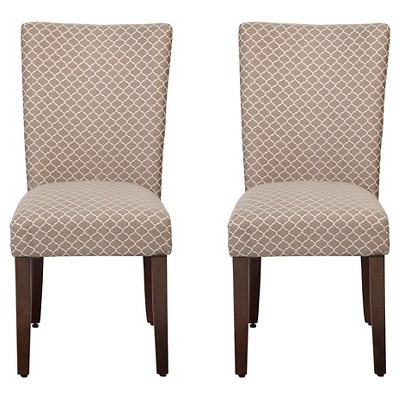 Set of 2 Parson Dining Chair Wood/Brown Mini Geo - HomePop