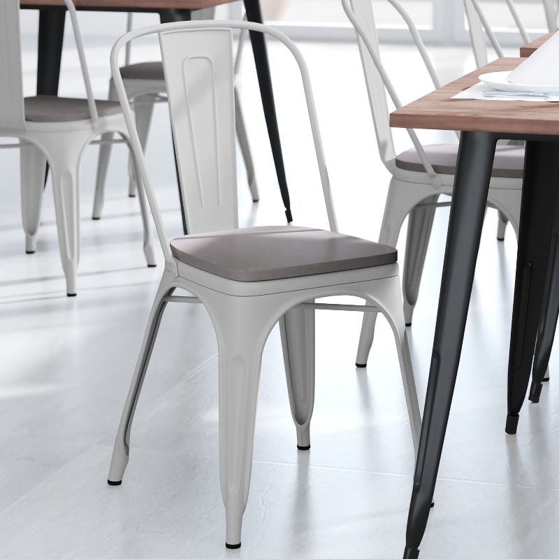 Emma and Oliver Metal Stacking Dining Chairs with Poly Resin Seats for Indoor/Outdoor Use, 5 of 13