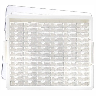 Elizabeth Ward Bead Storage Solutions 82 Piece Stackable Organizer Tray with Lid, 78 Compartments for Seed Beads, Crystals, and Craft Supplies Clear