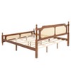 Sapphtopaz Retro King Size Bed Frame with Rattan Headboard Pine Wood Platform Bed with Central Enhanced for Bedroom, No Box Spring Needed - 4 of 4