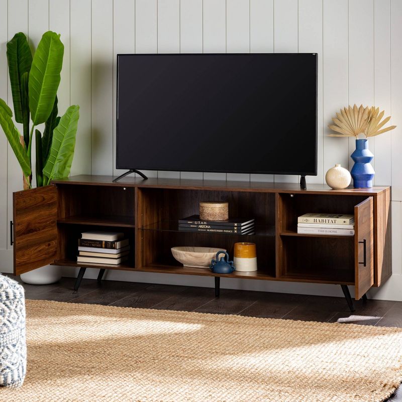 2 Door Mid-Century Modern Wood Storage TV Stand for TVs up to 80"  - Saracina Home, 3 of 29