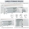Storage Bench with 3 Shutter-shaped Doors, Shoe Bench with Removable Cushion and Hidden Storage Space (Gray Wash) - 4 of 4