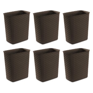 Sterilite Weave 5.8 Gallon Plastic Home/Office Wastebasket Trash Can (6 Pack) - 1 of 4