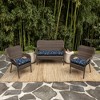 ARDEN earthFIBER Outdoor Wicker Settee Cushion, 41.5 x 18, Water Repellent, Fade Resistant 41.5 x 18, Navy Blue King Palm - 3 of 4