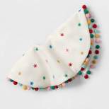 16" Felt Mini Tree Skirt with Colorful Snowflakes & Poms White - Wondershop™