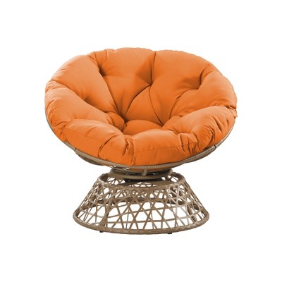 YARDSIGHT Papasan Chair with Large Plush Cushion -Hand-Woven Wicker Base, Cozy Lounge Chair for Living Room, Bedroom, Balcony, or Reading Nook