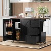 Farmhouse Kitchen Island with Power Outlet, Kitchen Storage Island with Drop Leaf, Rolling Kitchen Cart on Wheels with Internal Storage Rack - 4 of 4