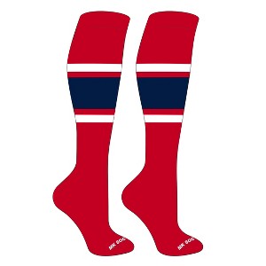 MK Socks Striped OTC Baseball, Softball, Football Socks (B) Red, White, Navy - 1 of 3