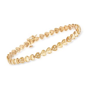 Ross-Simons 0.25 ct. t.w. Pave Diamond Heart Bracelet in 18kt Gold Over Sterling - 1 of 4