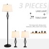 Aghana Digitals 3-Piece Vintage Lighting Set: Floor & Table Lamps with Tall Steel Pole, White - 3 of 4