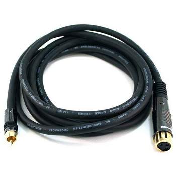 Monoprice XLR Female to RCA Male Cable - 10 Feet - Black | With E21Gold Plated Connectors | 16AWG Shielded Twisted Pair Oxygen-Free Copper Braid