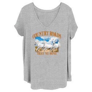 Juniors Womens Lost Gods Country Roads Horses T-Shirt - 1 of 4