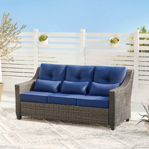 Spruce & Spring Outdoor Wicker Patio Outdoor Sofa Swivel Chair Coffee Table - 1 of 4