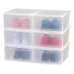 IRIS USA 6 Pack Wide Front Entry Stackable Shoe Box