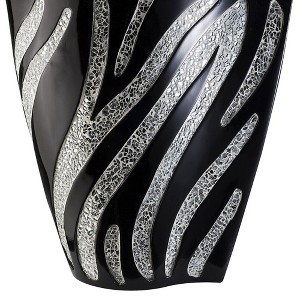 Gulches 14" Tall Polyresin Decorative Vase - Black Finish with Silver Zebra Pattern - 1 of 4