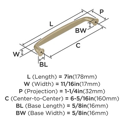 Golden Champagne 6-5/16" Bronze Bar Pull with Mounting Hardware