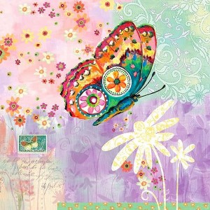 Oopsy Daisy's Fanciful Flight - Purple Background Canvas Wall Art - Size 14x14 - 1 of 1