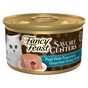 Purina Fancy Feast Savory Centers Paté with Tuna and a Gourmet Gravy Center Wet Cat Food - 3oz/24pk - 1 of 4