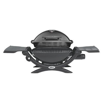 Weber Q 1200 Black Portable Propane Gas Grill with Side Burner