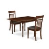 East West Furniture 3 Pc Kitchen Table set - Robust Two 9-Inch Drop Down Leaves Solid Wood Dinette Table & 2 Wooden Seat Dining Chairs,  White - 2 of 4