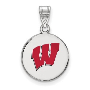 Black Bow Jewelry Sterling Silver Wisconsin Badgers NCAA Medium Pendant - 1 of 3