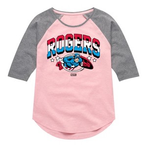 Girls' - Marvel - Captain America Rogers Shirt Tail Raglan Graphic T-shirt - 1 of 3
