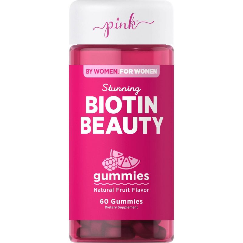 Pink Vitamins Biotin Beautiful Gummies - Natural Fruit - 60ct, 1 of 5