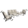 Outsunny 5 Piece Patio Furniture Set with 2 Rocking Chairs, 3-Seat Sofa, and 2 Ottomans for Garden, Lawn, Deck, Backyard, Beige - 4 of 4