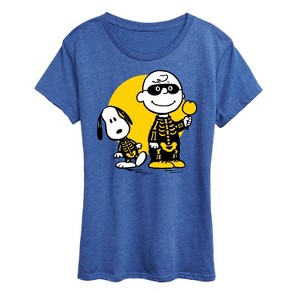Women's - Peanuts - Charlie And Snoopy Skeleton Short Sleeve Graphic T-Shirt - 1 of 4