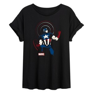 Women's - Marvel - Captain America Shield Pose Oversized Graphic T-Shirt - 1 of 4