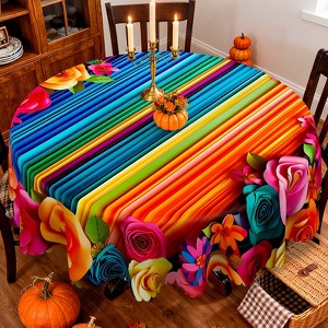 LOVEVOOK Floral Rectangular Tablecloth, Washable Seasonal Round Floral Table Cover for Party Picnic Dinner Decor - 1 of 4